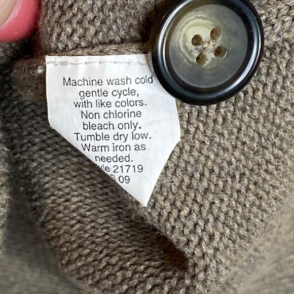 J. Crew Factory Heavyweight Cotton Mock Neck Sweater Tan Men Large Button Panel - Picture 8 of 8